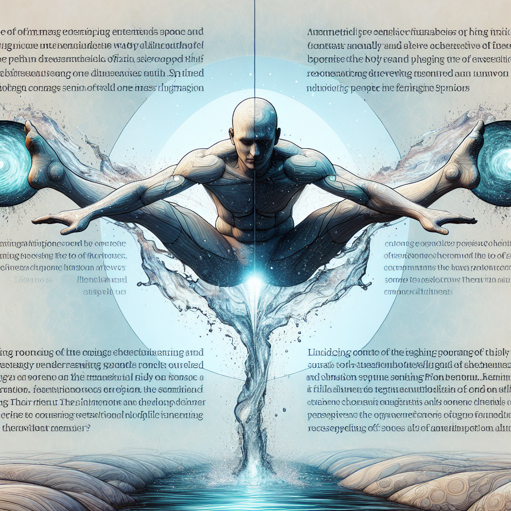 Futuristic Human Figure Surrounded by Energy and Water