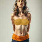 Confident Woman with Wavy Hair in Artistic Pose