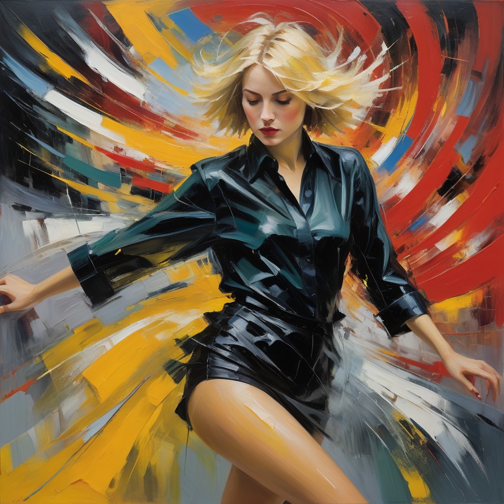 Dynamic Female Figure in Vibrant Colorful Background