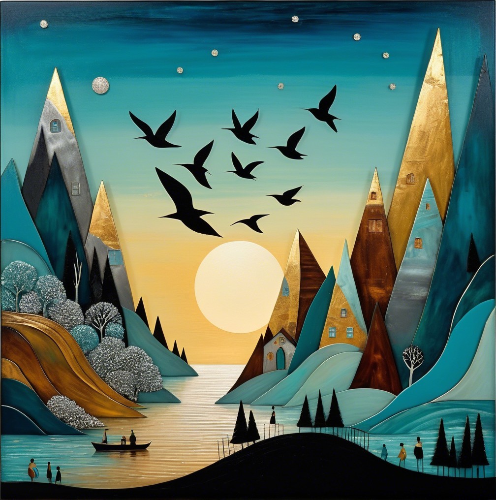 Serene Landscape with Vibrant Mountains and Lake
