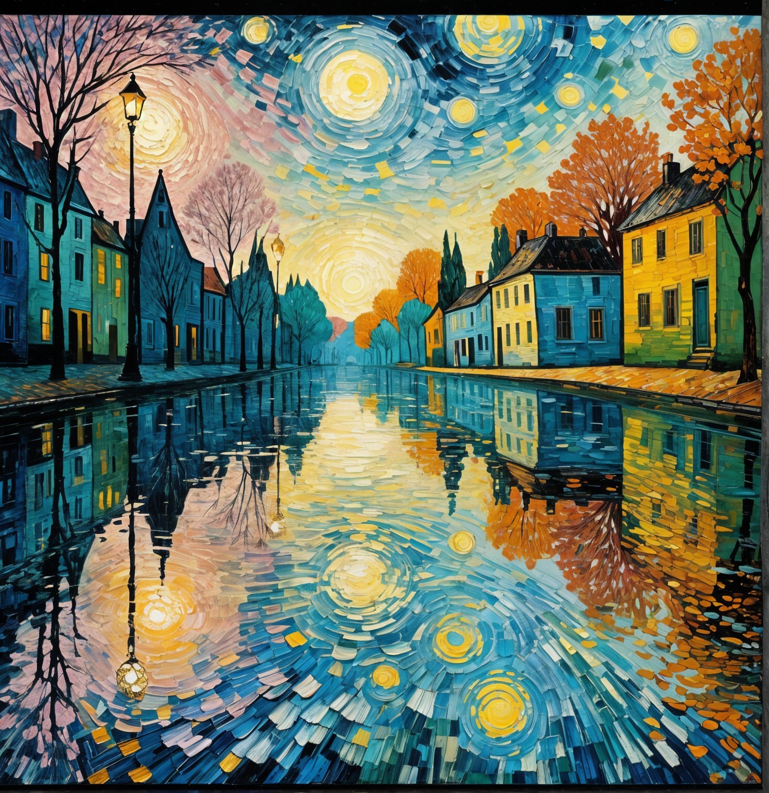 Vibrant Landscape with River and Colorful Reflections