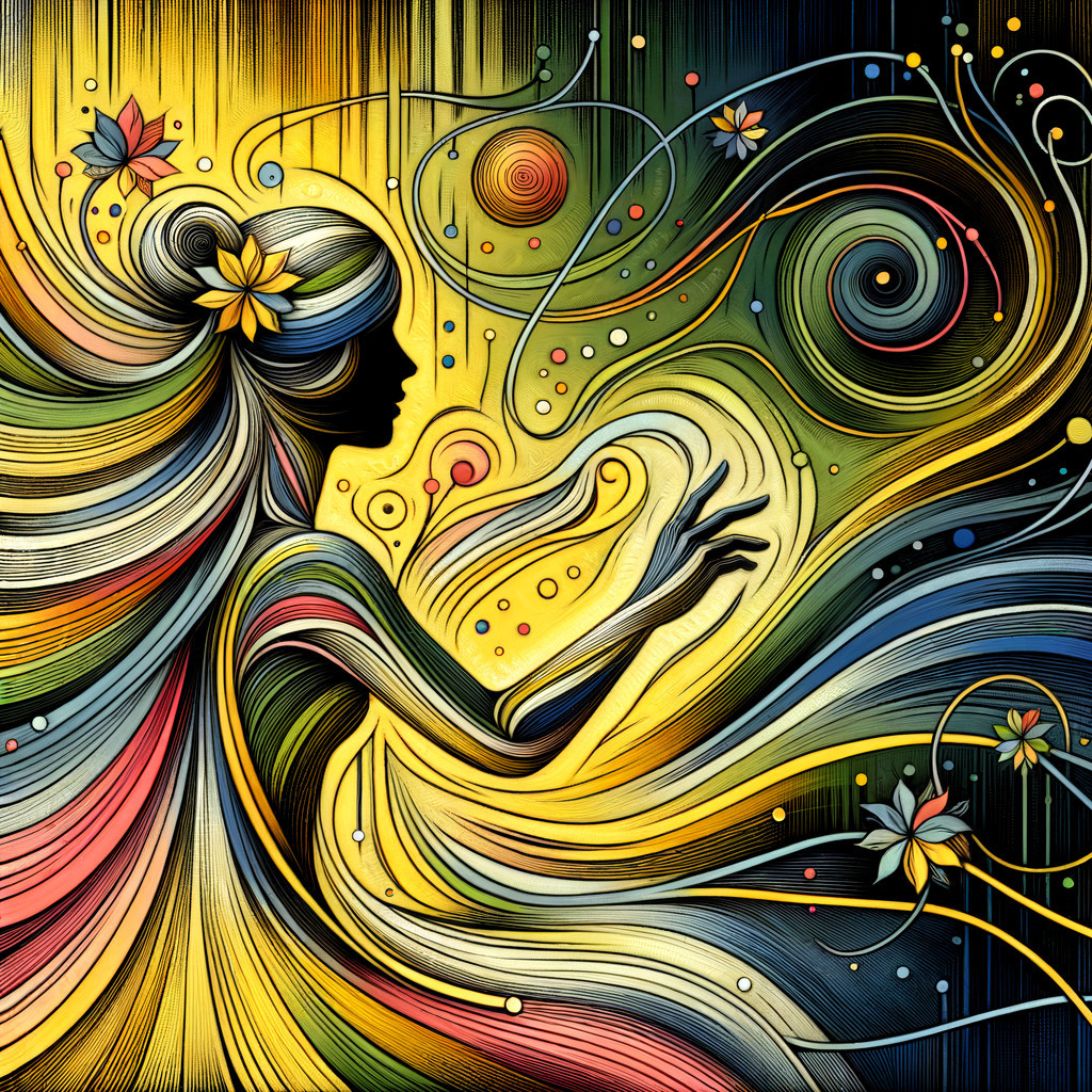 Vibrant Abstract Silhouette of a Woman with Nature Elements