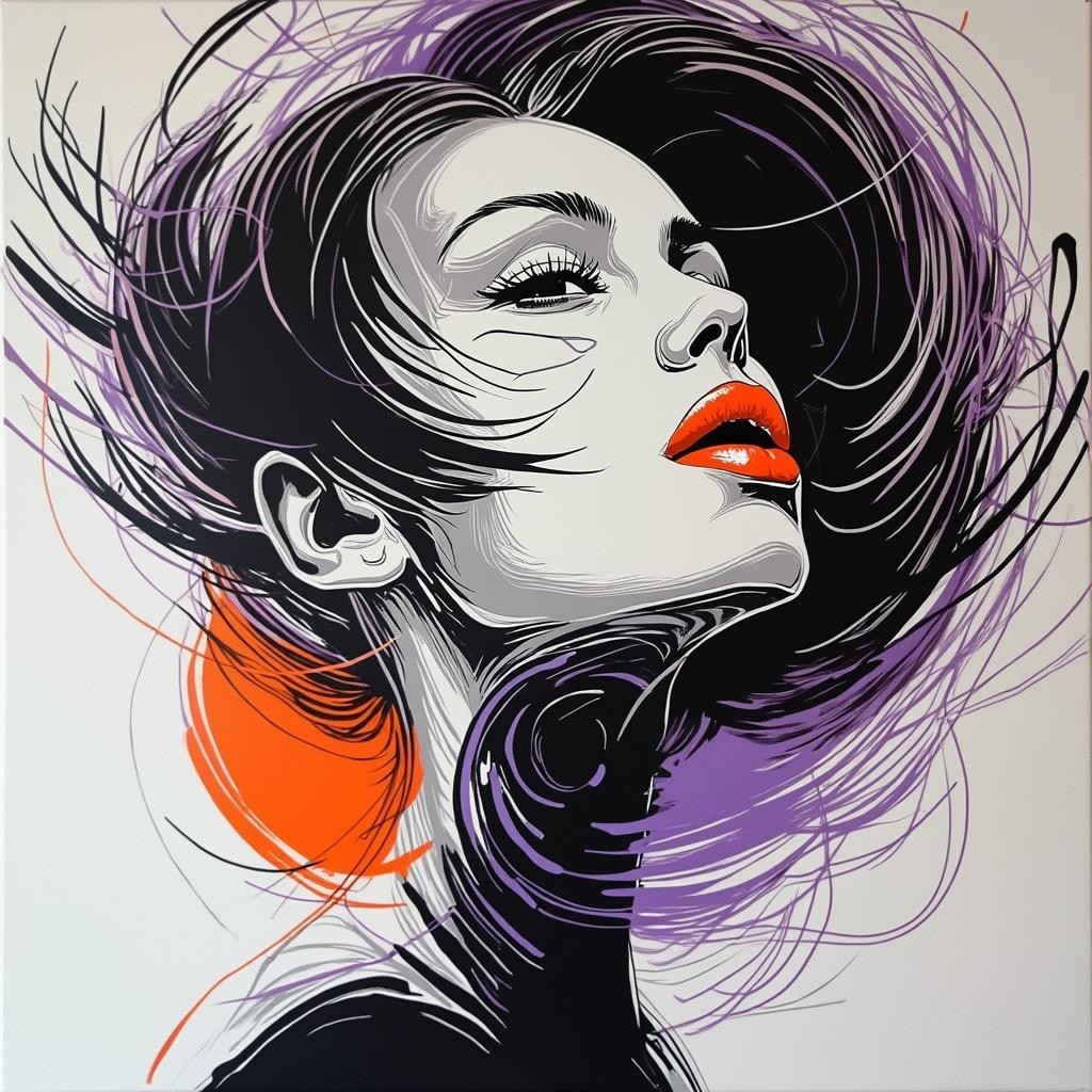 Stylized portrait of a woman with vibrant colors