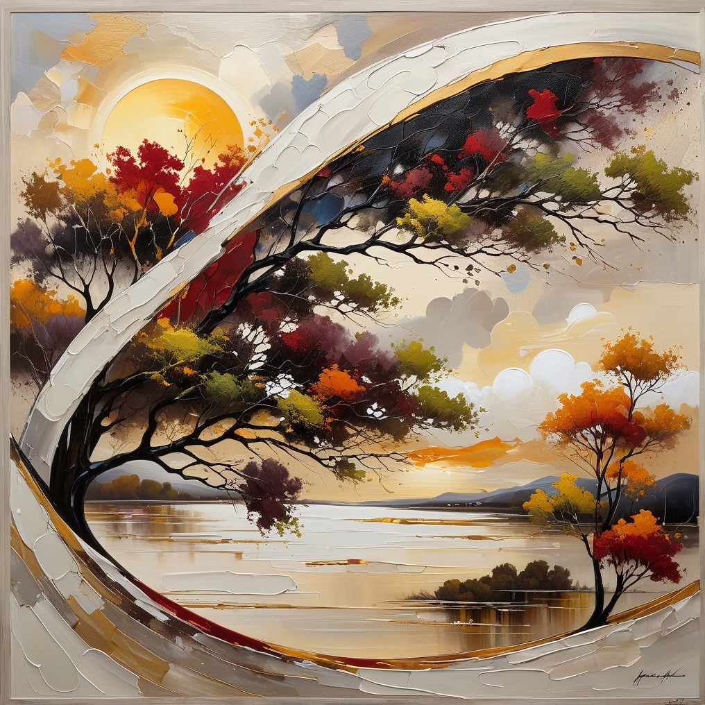 Dynamic Autumn Landscape with Stylized Tree