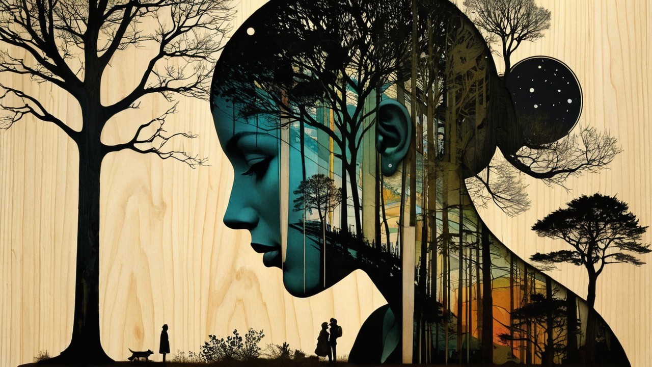 Silhouette of Woman with Colorful Nature Elements