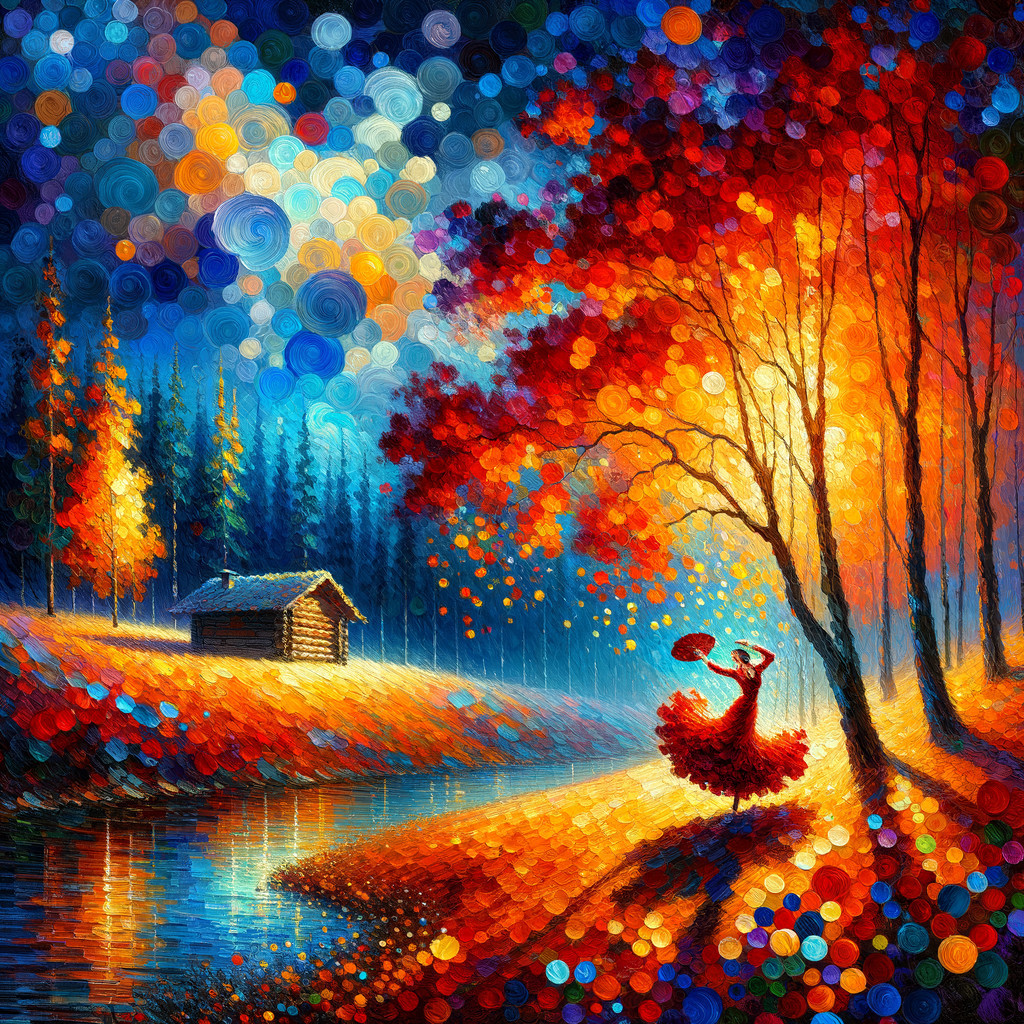 Serene Lakeside Scene with Autumn Foliage at Dusk