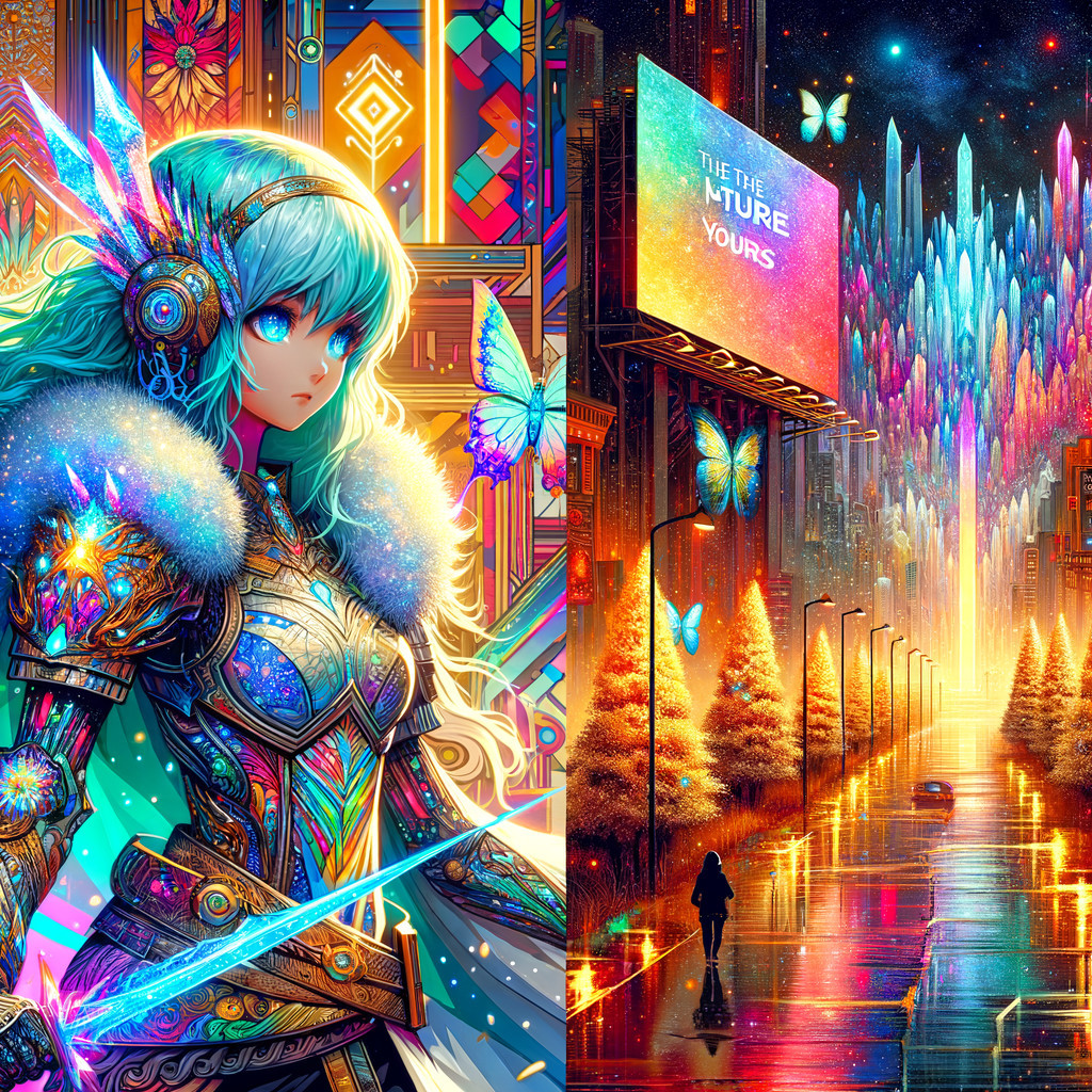 Warrior Woman in Fantasy Scene with Futuristic City