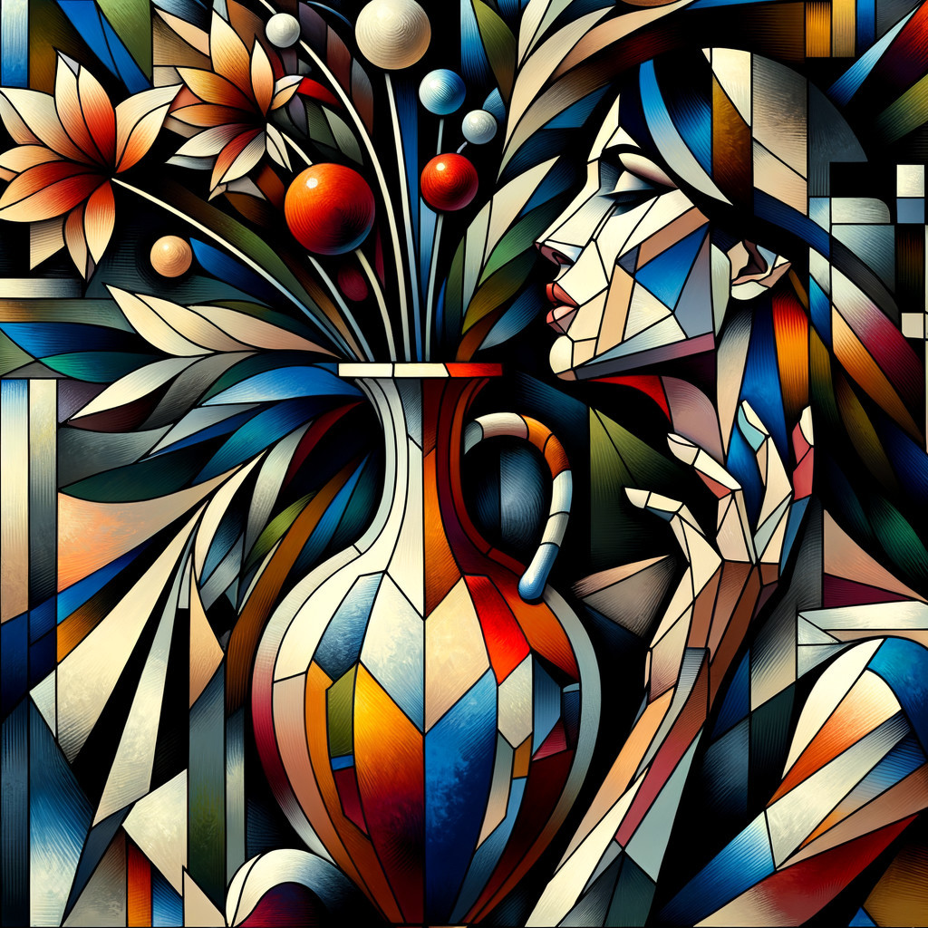Abstract Profile of a Woman Surrounded by Flowers