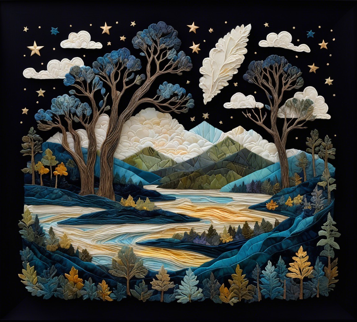 Serene layered landscape with rivers and mountains