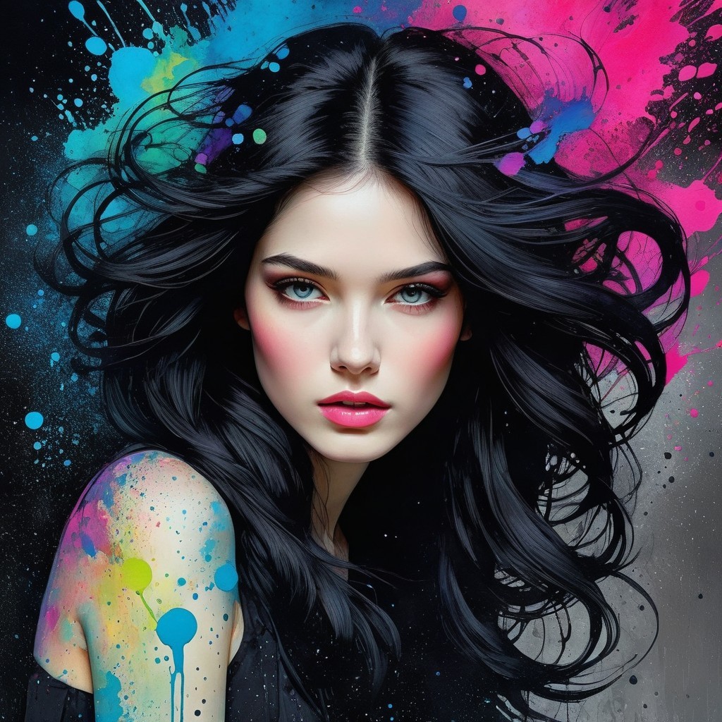 Portrait of a Young Woman with Colorful Background