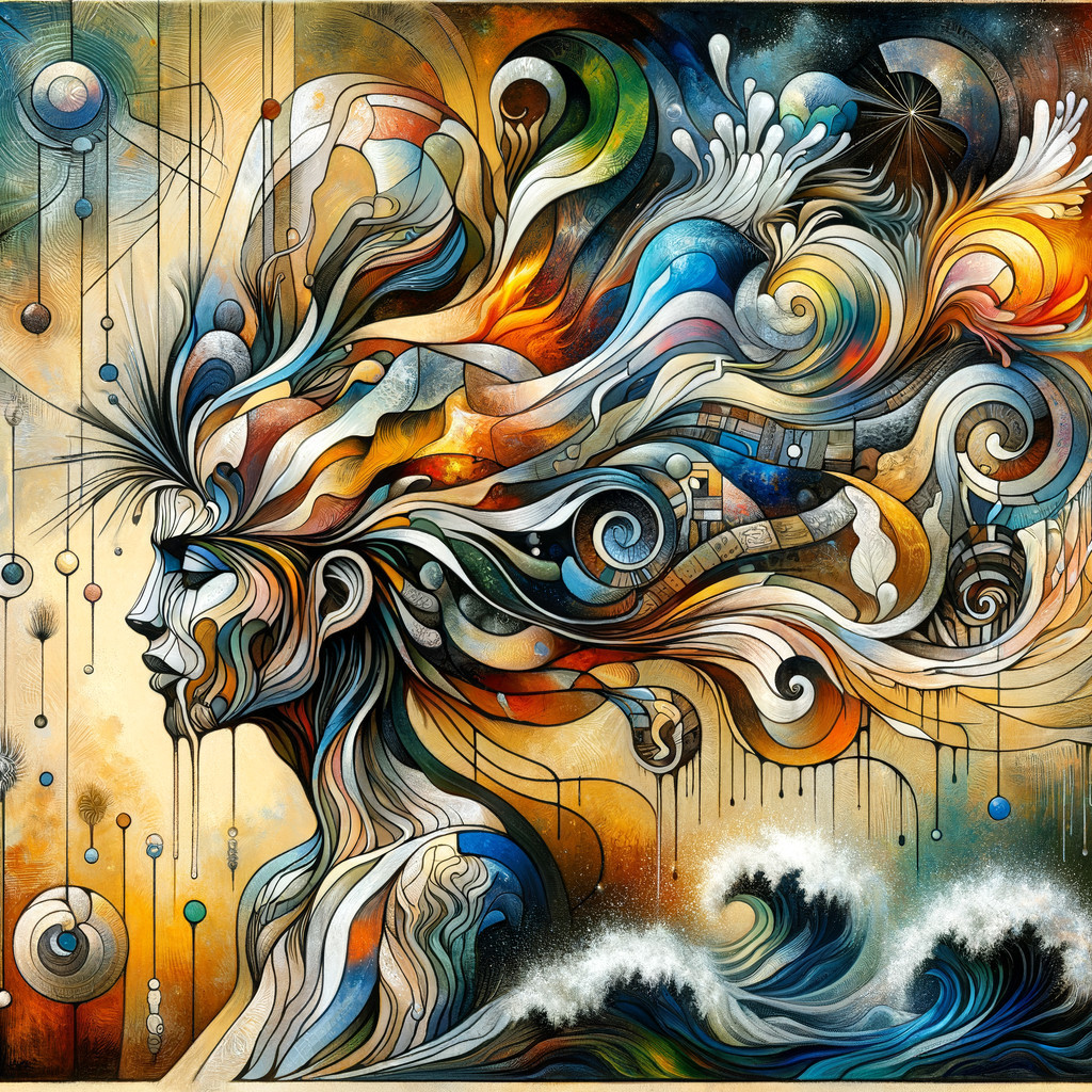 Abstract Portrait of a Woman with Vibrant Hair