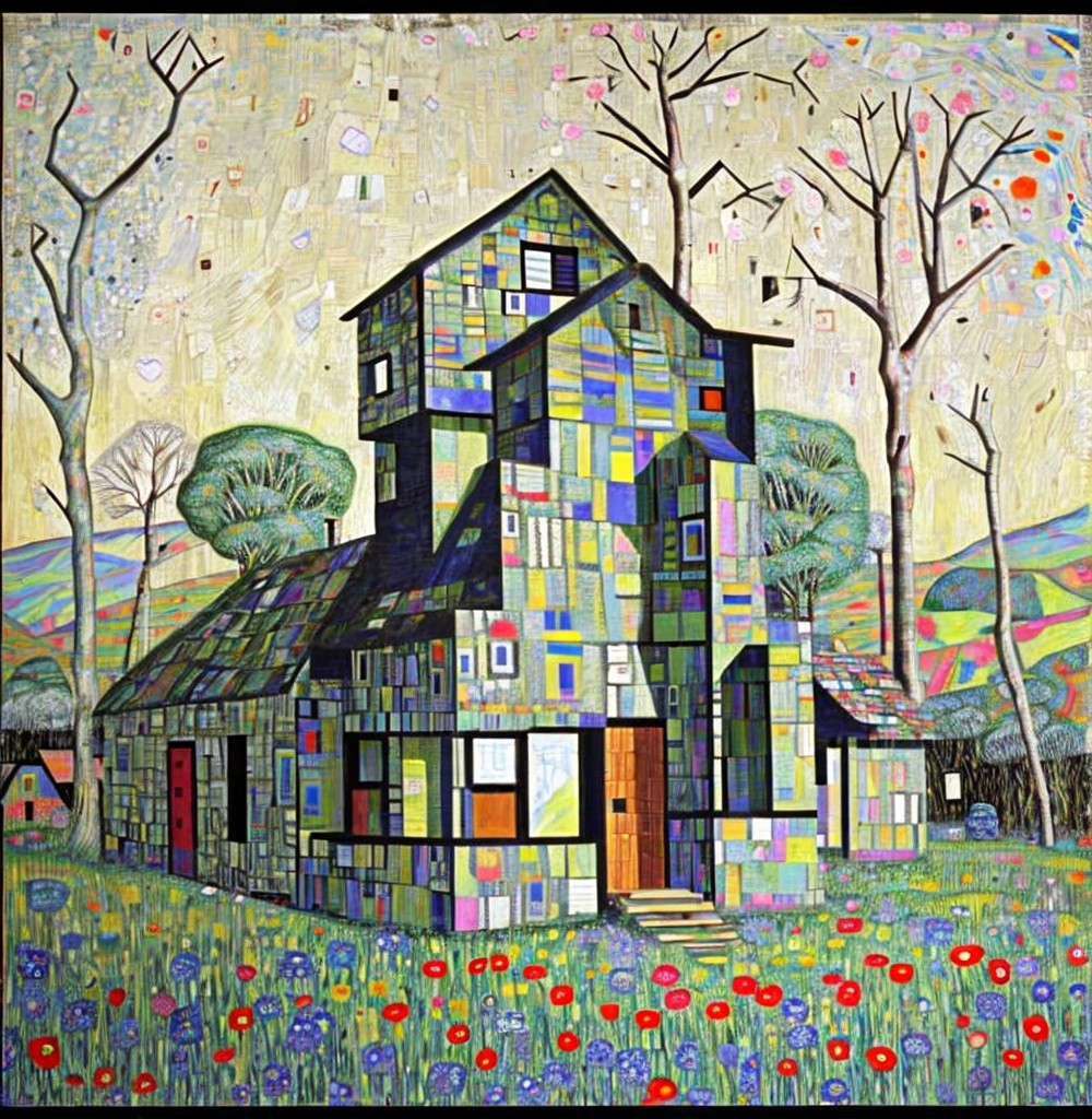 Whimsical House in a Colorful Landscape Scene