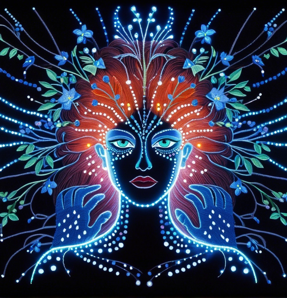 Vibrant Design of Woman's Face with Floral Motifs