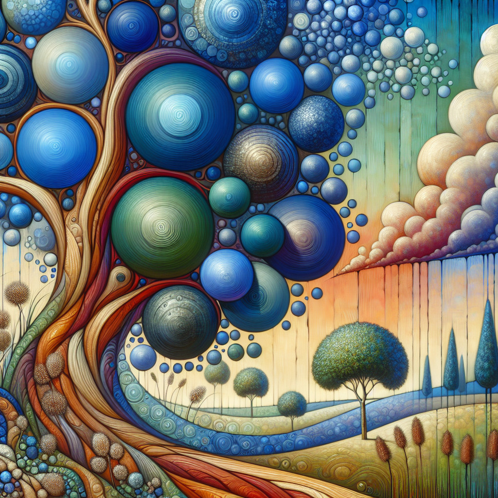 Vibrant Abstract Landscape with Swirling Tree Design