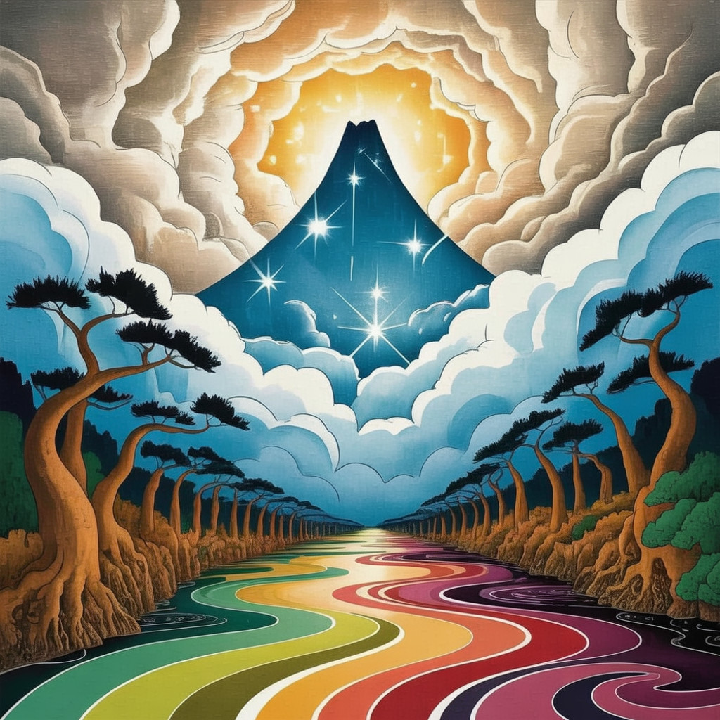 Majestic Mountain and Colorful River Landscape Scene