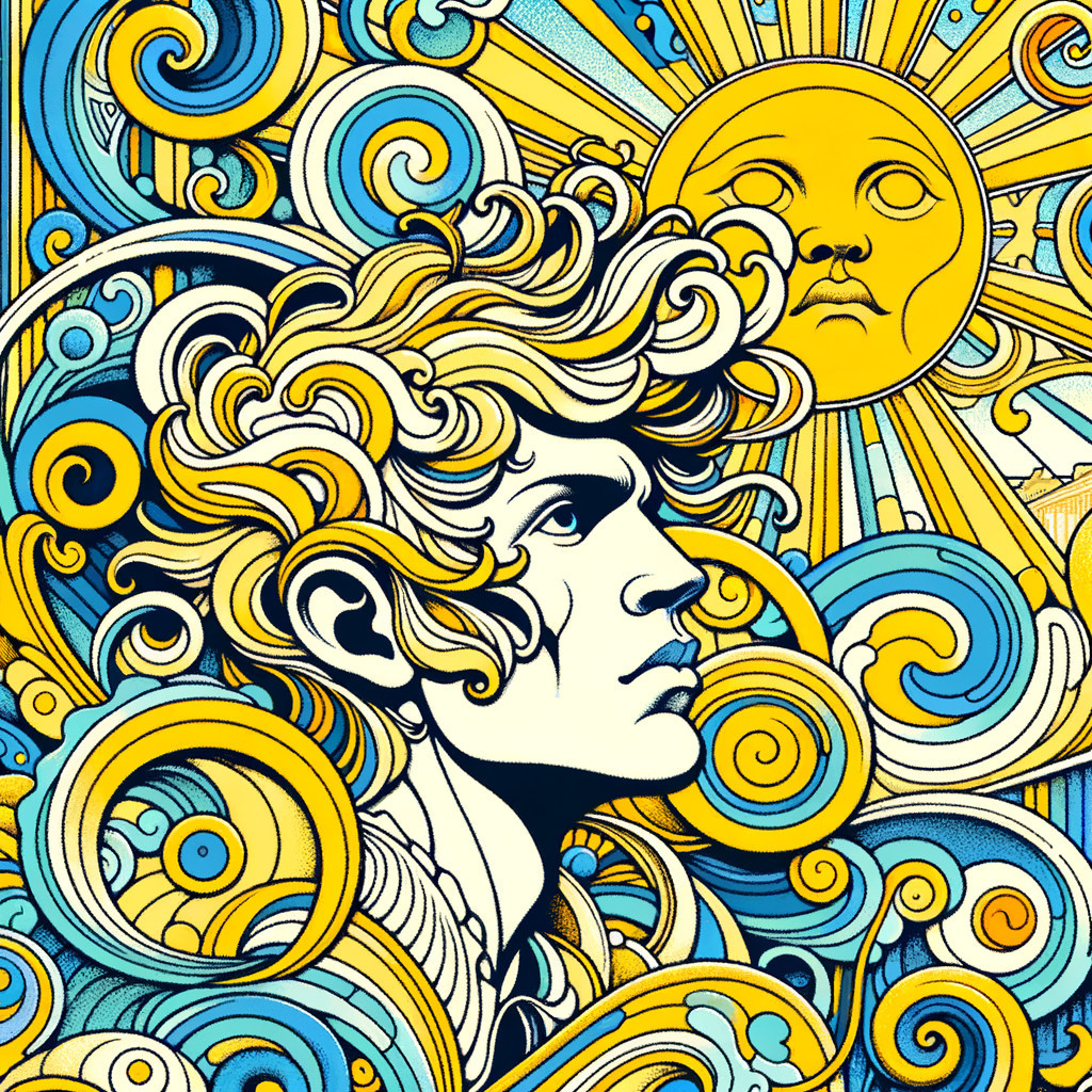 Stylized illustration of a contemplative young man