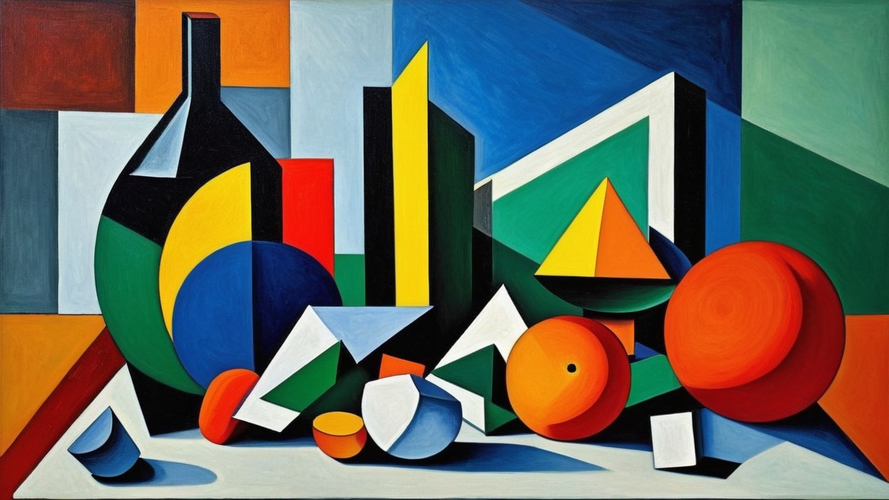 Abstract Still Life with Geometric Shapes and Colors