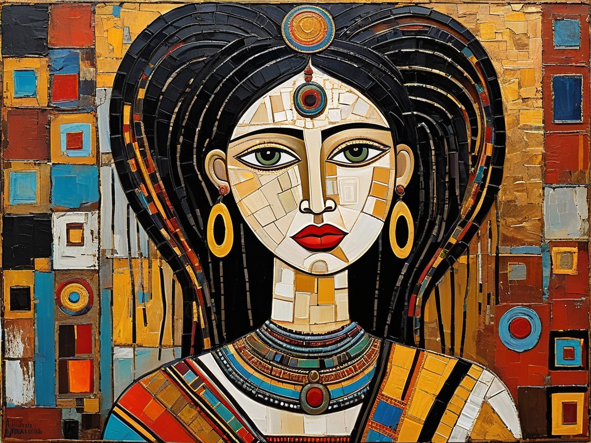 Vibrant Abstract Portrait of a Woman with Jewelry