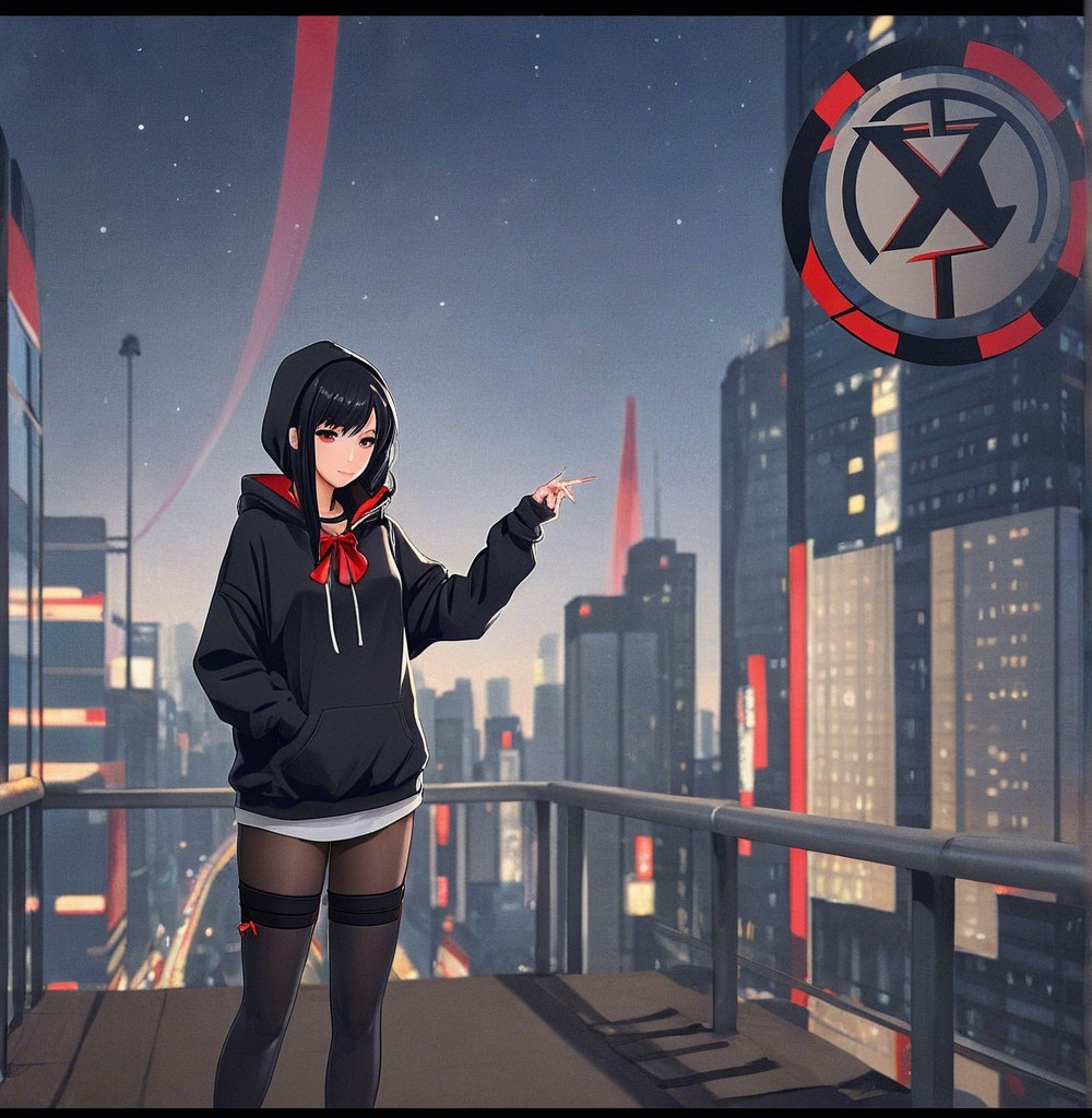 Stylized Female Character in Futuristic Cityscape