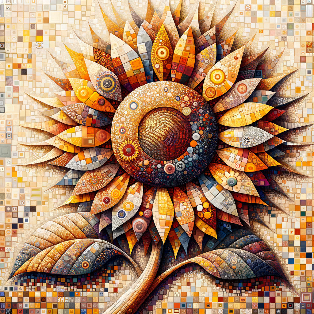 Vibrant Abstract Sunflower with Geometric Patterns