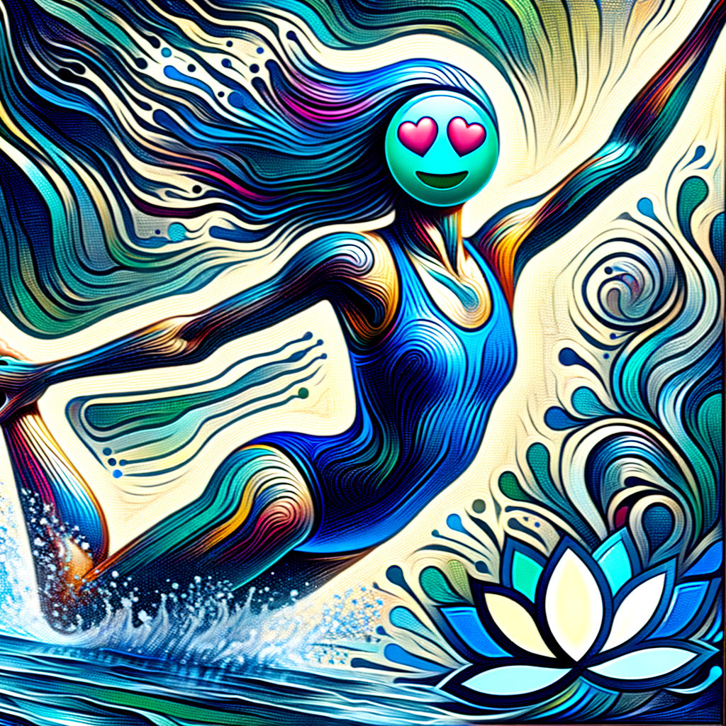 Vibrant Illustration of Joyful Figure Leaping from Water