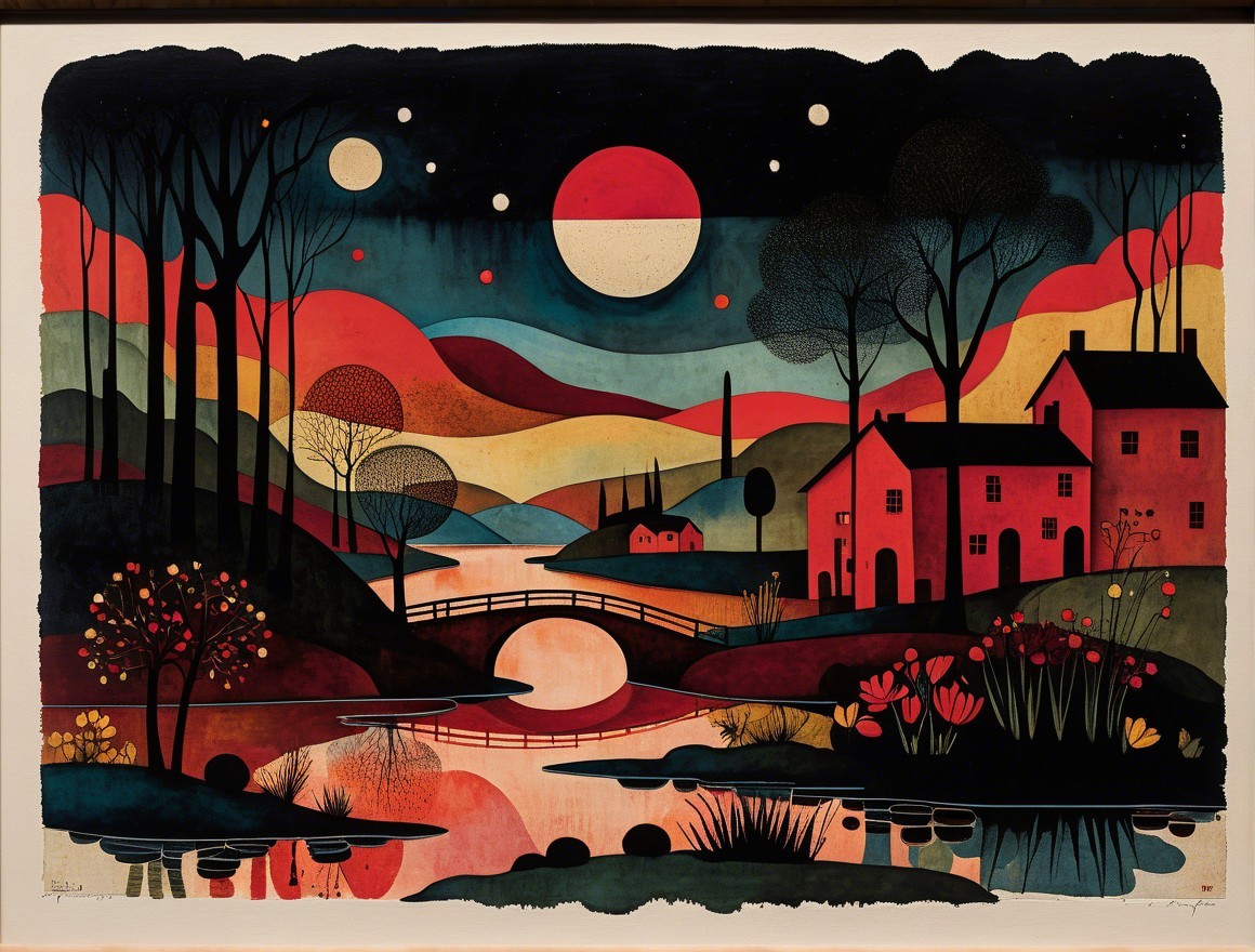 Vibrant Landscape with River and Dreamlike Skies