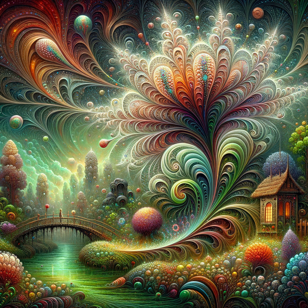 Vibrant Fantastical Landscape with Majestic Tree
