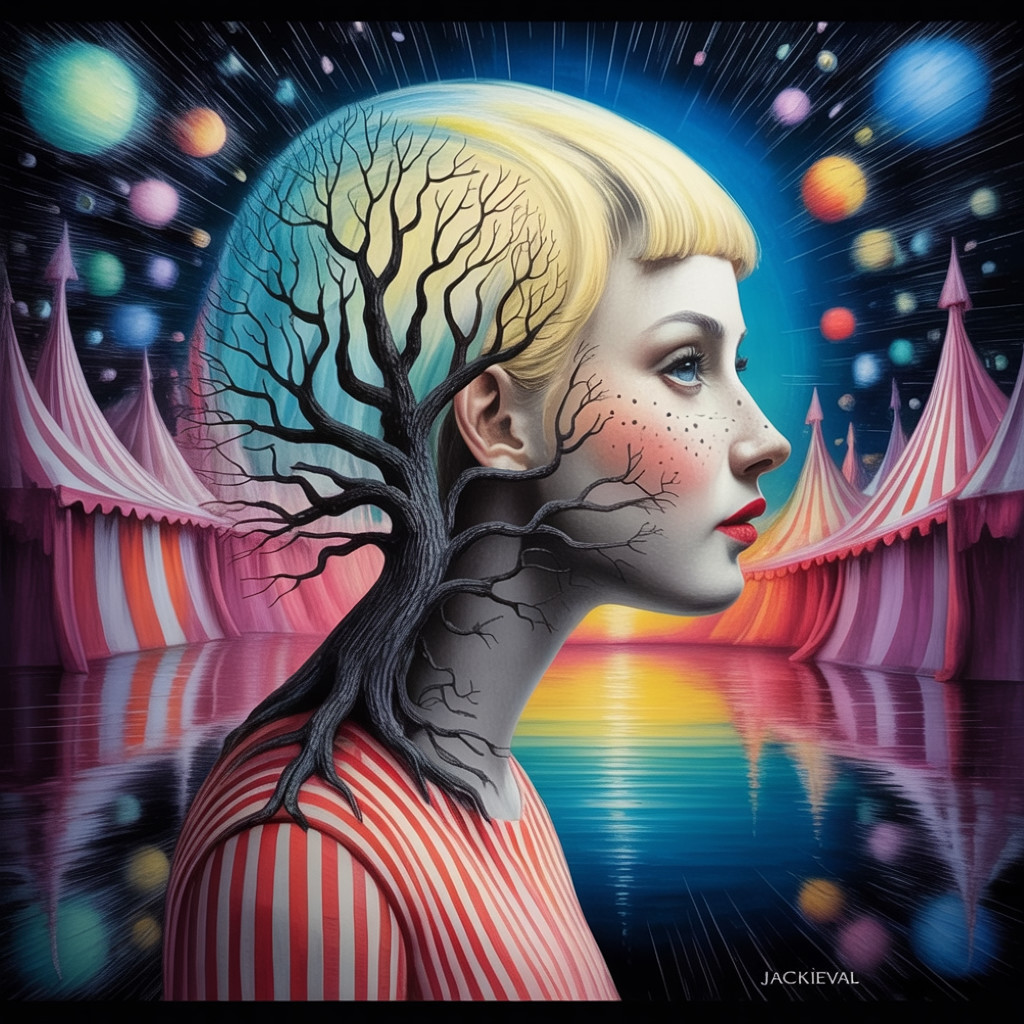Surreal Portrait of Woman Merging with a Tree