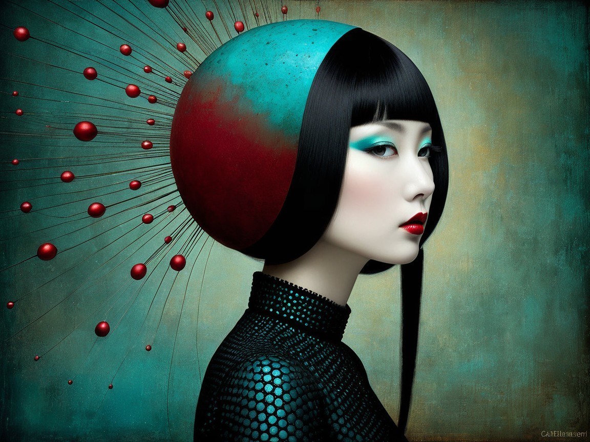 Futuristic Woman's Profile with Bold Aesthetic Elements