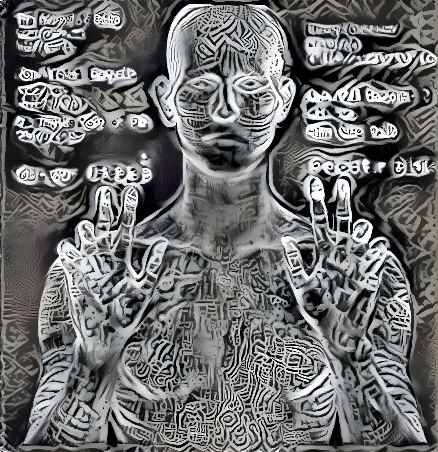 Abstract Humanoid Figure with Intricate Patterns