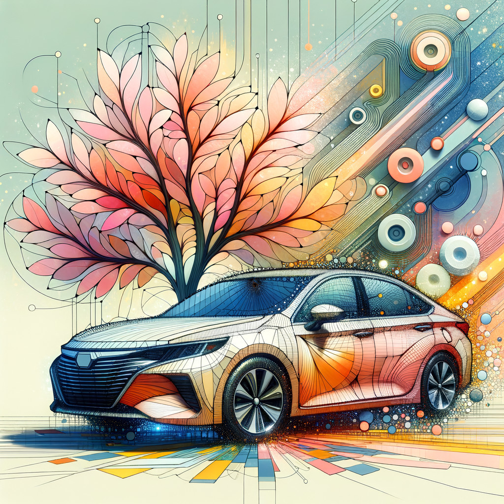 Colorful Abstract Illustration of Car and Tree