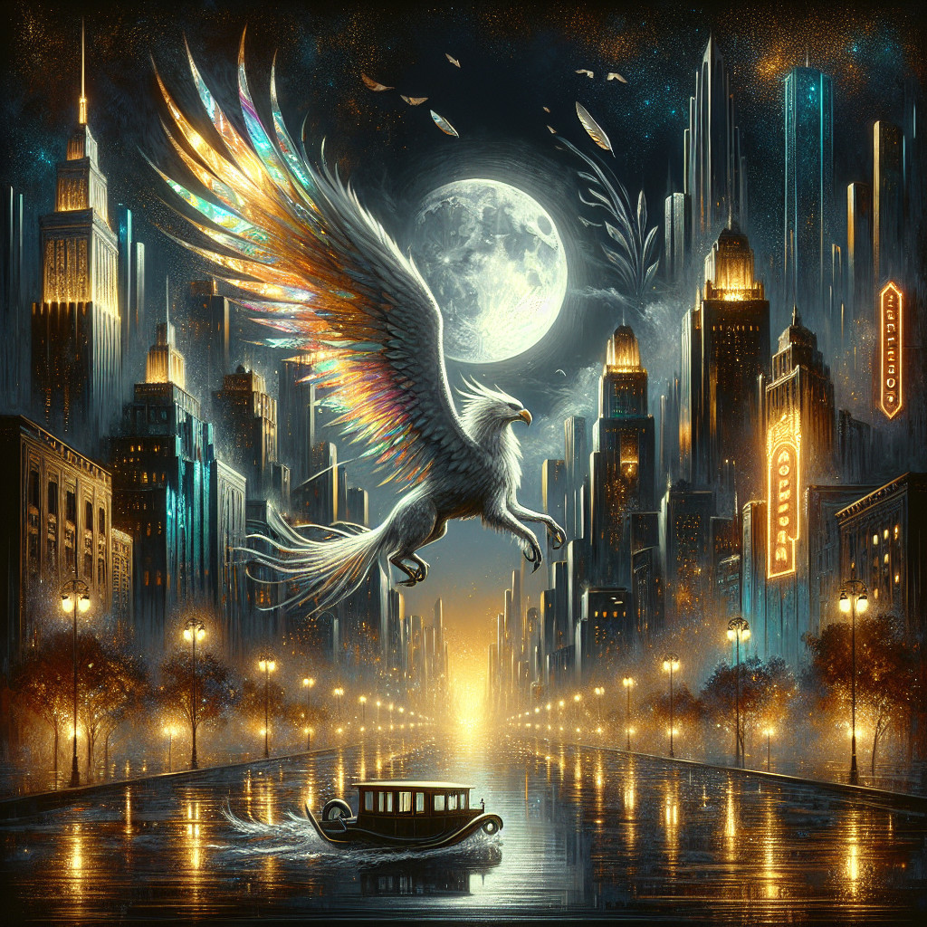 Majestic Pegasus Soaring in Vibrant Cityscape