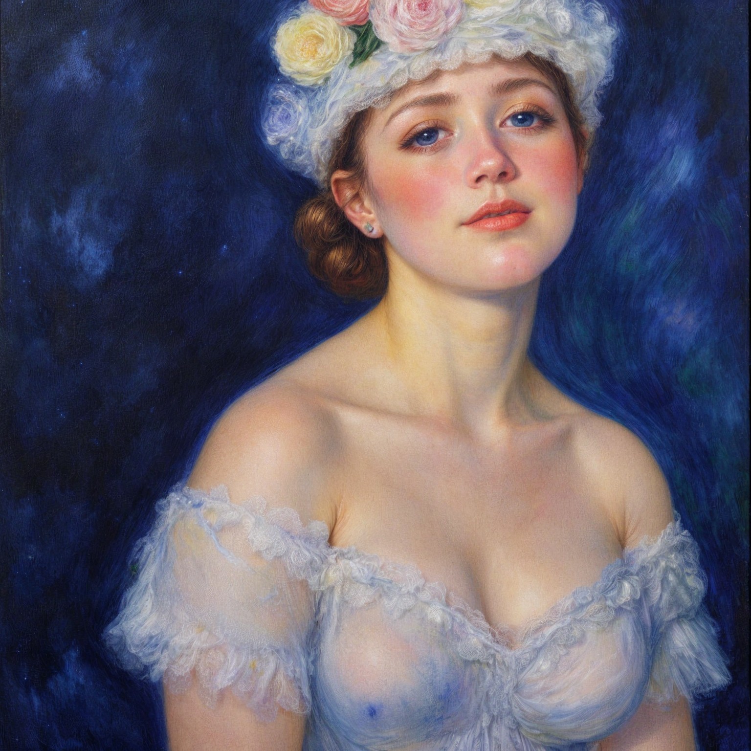 Portrait of a Young Woman in Floral Headdress