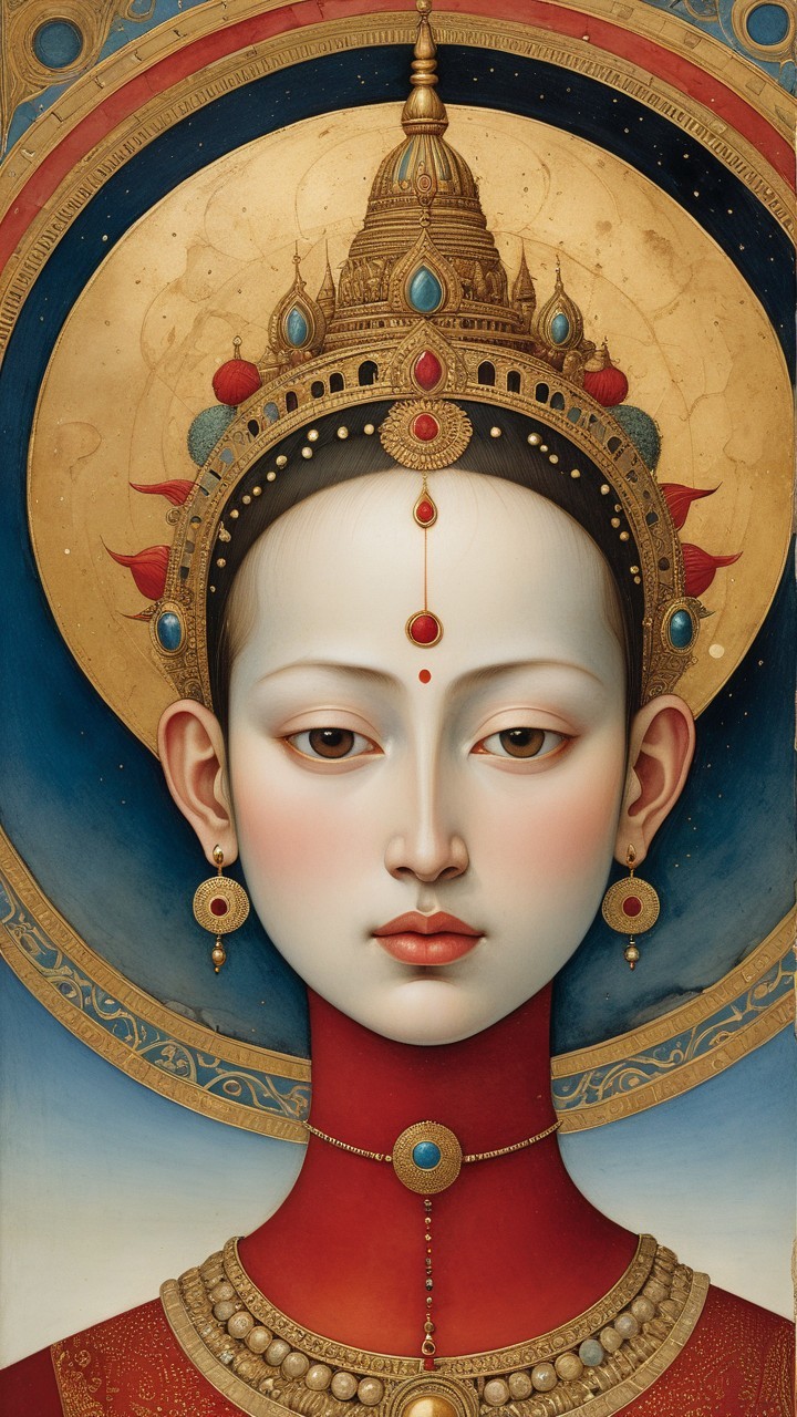 Ethereal Figure with Jewelry and Majestic Crown