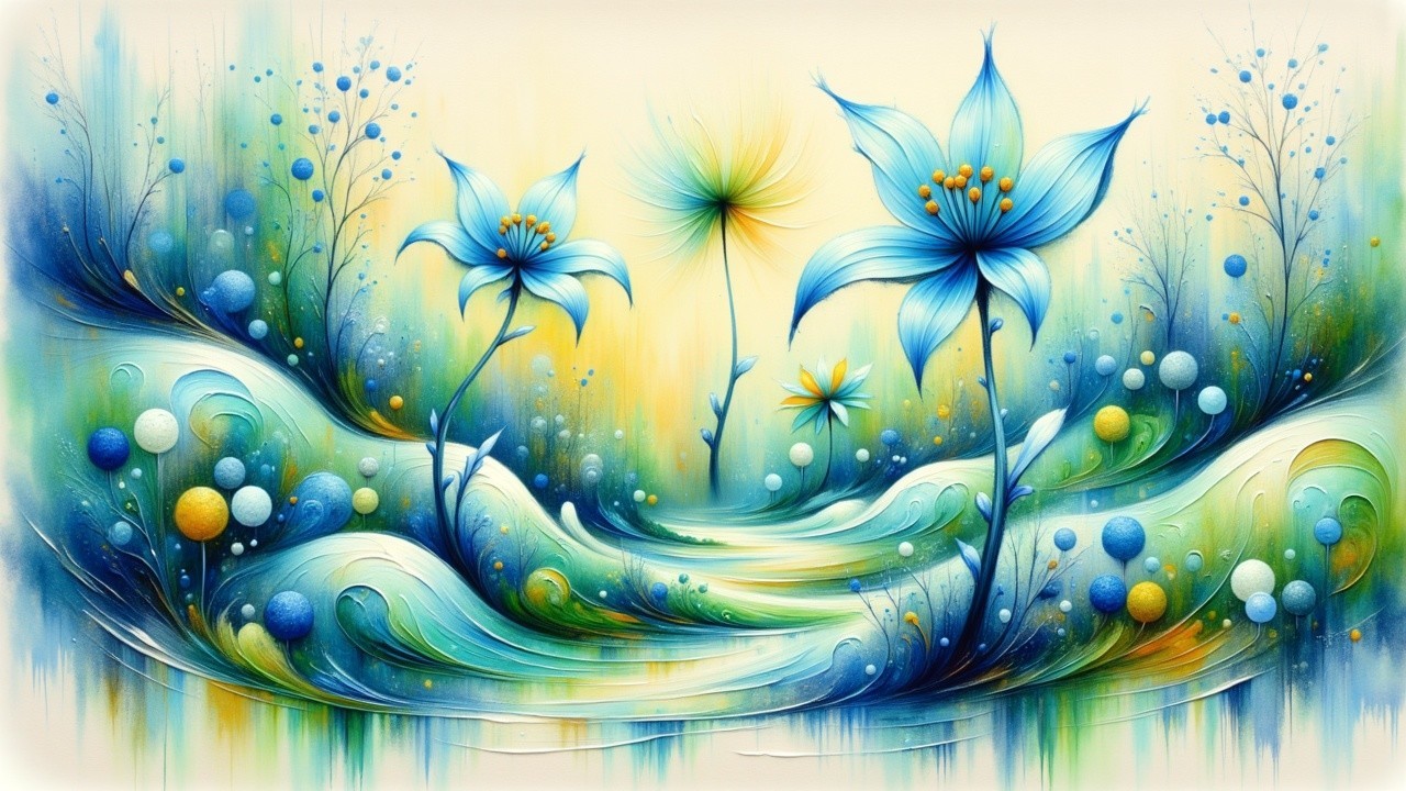 Vibrant Whimsical Landscape with Colorful Elements