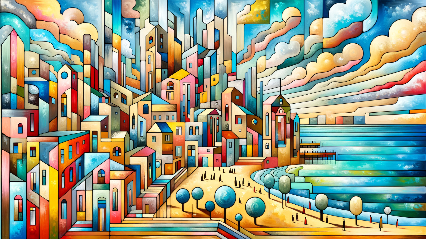 Vibrant Abstract Landscape with Colorful Buildings