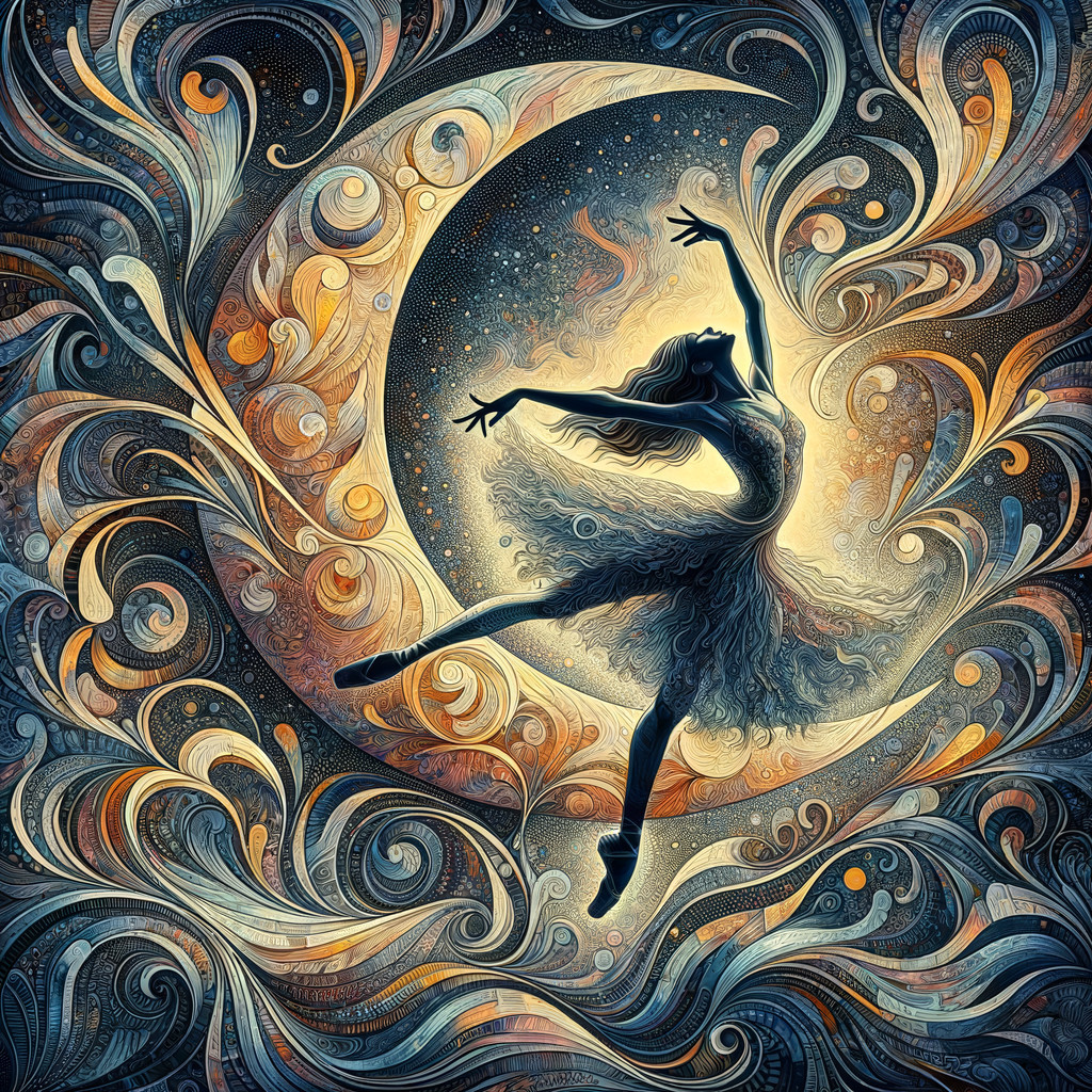 Ballet Dancer in Vibrant Cosmic Backdrop