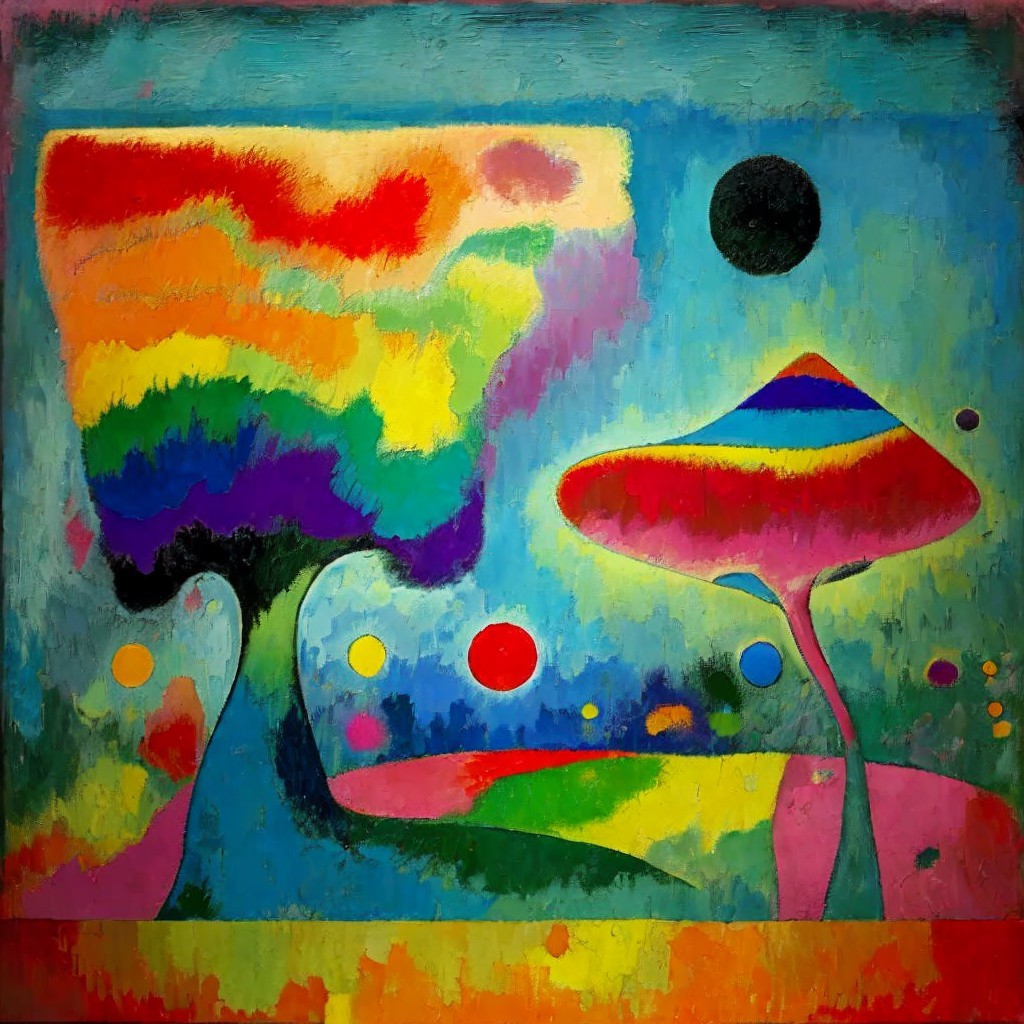 Vibrant Abstract Landscape with Colorful Trees and Sky