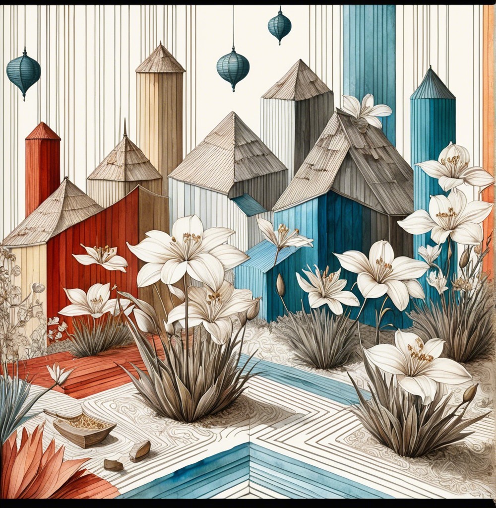 Colorful Geometric Houses in a Whimsical Landscape