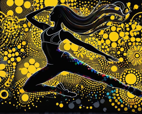 Dynamic Silhouette of Female Dancer in Colorful Scene