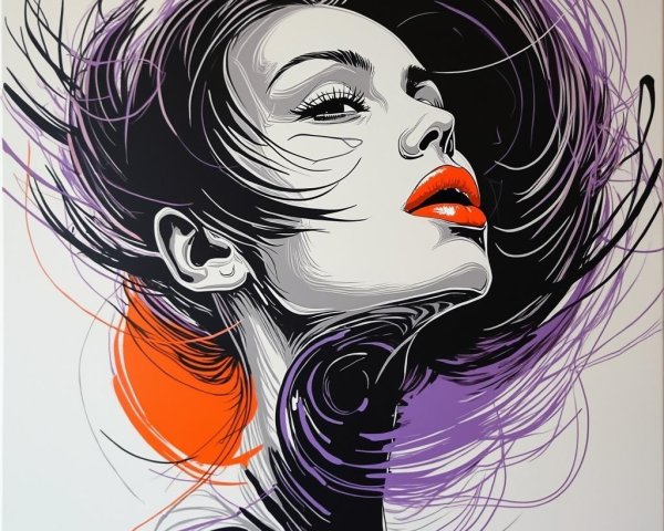 Stylized portrait of a woman with vibrant colors
