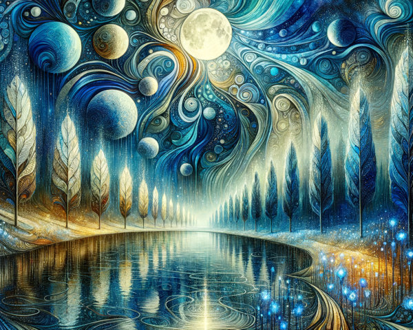 Serene River Under Vibrant Night Sky Landscape
