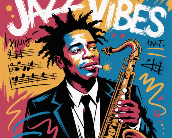 Vibrant Illustration of a Musician Playing Saxophone