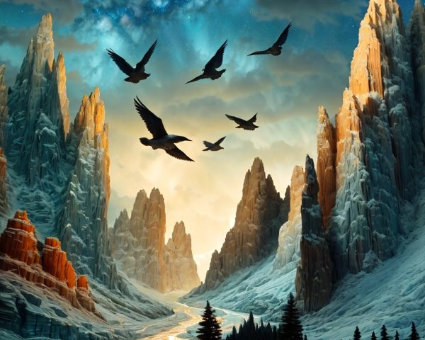 Majestic Mountain Landscape with River and Forests