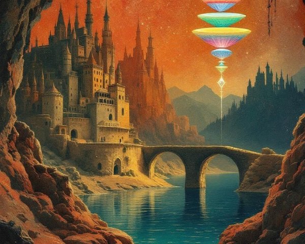 Serene Shoreline with Cats and Sunset Castle View