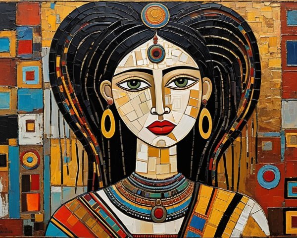Vibrant Abstract Portrait of a Woman with Jewelry