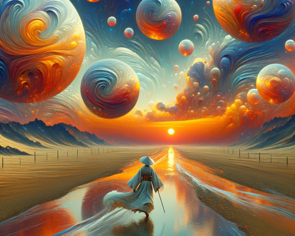 Otherworldly Landscape with Vibrant Cosmic Elements