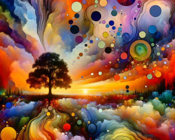 Vibrant Abstract Landscape with Colorful Elements