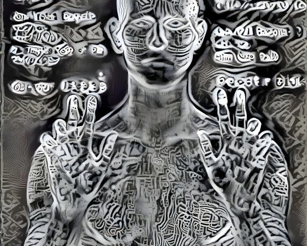 Abstract Humanoid Figure with Intricate Patterns
