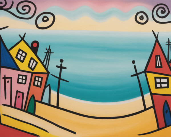 Vibrant Landscape with Whimsical Colorful Houses